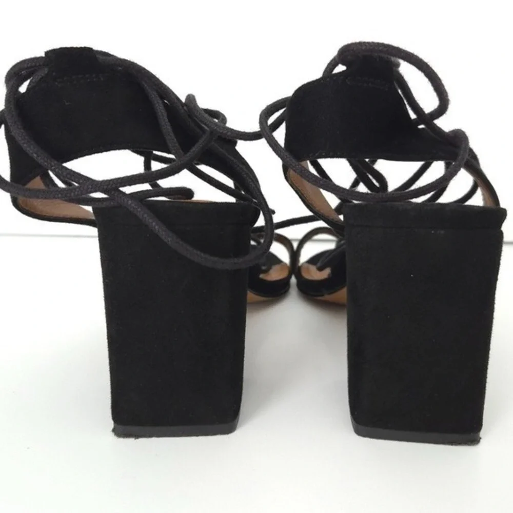 And Other Stories Black Suede Lace-Up Strappy Open-Toe High Heel Sandals- Size 9